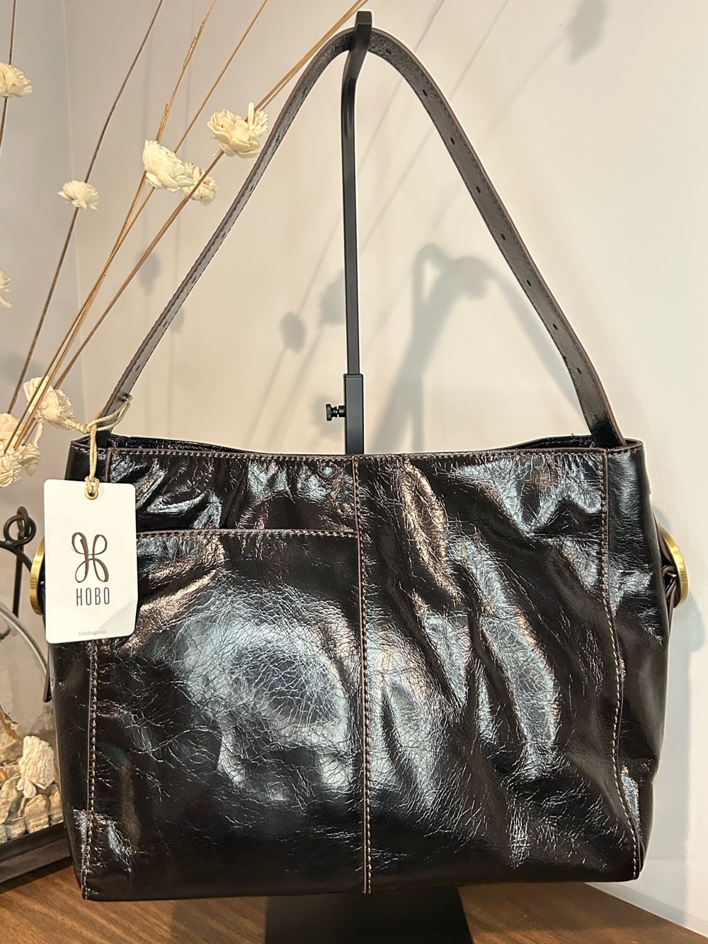 HOBO Black Leather Shoulder Bag